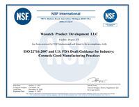 Сертификат GMP Wasatch Product Development 2021